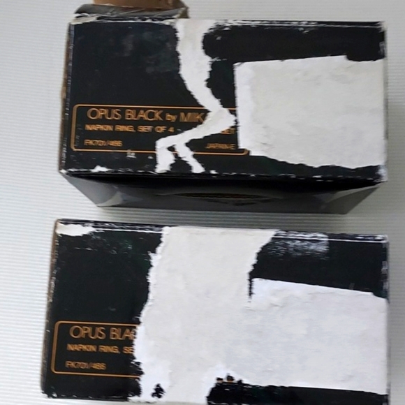 MIKASA Opus Black & Gray Ceramic Napkin Rings Japan Set Of 8 Vintage - Picture 5 of 7